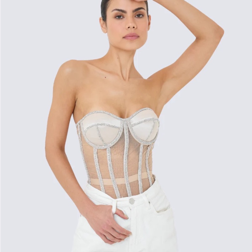 Chic Bustier Top in Cream and Silver